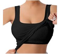 Womens Tank Top with Built in Bras Padded Striped Crop Tops Sleeveless Wide Strap Tshirts Yoga Workout Camisoles 2026