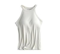 Womens Tank Top with Built in Bras Padded Striped Crop Tops Sleeveless Wide Strap Tshirts Yoga Workout Camisoles 2026(Z01-White, S)