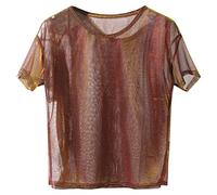 Women's Tank Top Women's Plus Size Voile Shirt Linen Summer Top Chic and Elegant Blouse Turtleneck Tops Short Sleeve Tops Casual T-Shirt Breathable Loose T-Shirt, Orange, M
