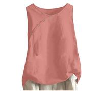 Women's Tank Tops Cotton Linen Camisole Tops Sale Clearance Summer Vest Solid Sleeveless Round Neck Button Front Cross Vest Loose Flowy T-Shirt Ladies Casual Fashion Basic Shirt Blouse Pullover Tops
