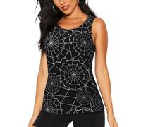 Womens Tank Tops, Dry Fit Gym Athletic Running Workout Tank Top for Women, Spider Web Black Tank Tops, Black, M