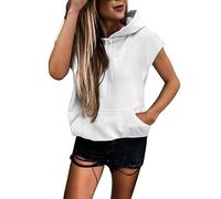 Women's Tank Tops Hoodie Summer Sleeveless Basic with Hood and Pockets Casual Top Los Angeles Printed Thin Tank Top Oversized Sporty Y2k Crop Tops Teenager Girls Tunic, O White, XXL