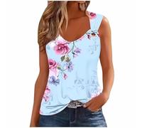 Womens Tank Tops Loose Casual Camisole Vest Blouses V Neck Sleeveless T-Shirts Flowy Summer Tops Boho Floral Print Tees Cute Trendy Shirts Tunic Blouse Y2K Going Out Cami Top