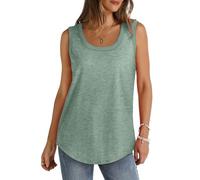 Women's Tank Tops Loose Fit Cotton Solid Color Gym Vest Tops Casual Sleeveless Round Neck Longline Cami Lightweight Soft Sports Vests Summer for Ladies and Girls