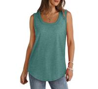 Women's Tank Tops Loose Fit Cotton Solid Color Gym Vest Tops Casual Sleeveless Round Neck Longline Cami Lightweight Soft Sports Vests Summer for Ladies and Girls