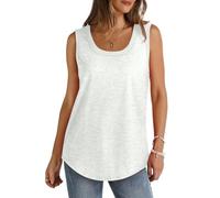 Women's Tank Tops Loose Fit Cotton Solid Color Gym Vest Tops Casual Sleeveless Round Neck Longline Cami Lightweight Soft Sports Vests Summer for Ladies and Girls
