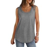 Women's Tank Tops Loose Fit Cotton Solid Color Gym Vest Tops Casual Sleeveless Round Neck Longline Cami Lightweight Soft Sports Vests Summer for Ladies and Girls