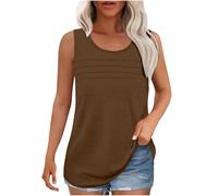 Women's Tank Tops Plus Size Round Neck Sleeveless T Shirts Camisole Vest Curve Hem Tunic Shirt Ladies Strappy Tops Longline T-Shirt Sports Gym Top Summer Tee Tops Casual Loose Blouse Tunic Shirts