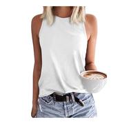 Women's Tank Tops Sleeveless Crewneck Shirts Summer Casual Basic Tops (white, M)