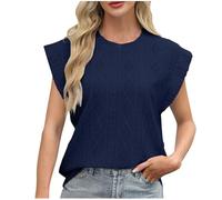 Womens Tank Tops Textured Vests Ladies Vest Tops Crew Neck Sleeveless Stretch Summer Tops Going Out Solid Regular Fit T-Shirt Breathable Casual Blouse Basic Shirts Camisoles Tunic