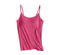 Womens Tank Tops with Built in Bras Summer Casual Sexy Spaghetti Strap Camisole Plus Size Cotton Padded Workout Tops Comfy Sleeveless Vest Blouse Underwear Gym Yoga Shirt