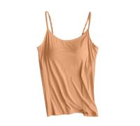 Womens Tank Tops with Built in Bras Summer Casual Sexy Spaghetti Strap Camisole Plus Size Cotton Padded Workout Tops Comfy Sleeveless Vest Blouse Underwear Gym Yoga Shirt