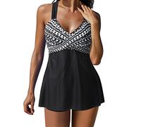 Womens Tankini Set 2 Piece Swimwear Swimming Costume Sexy Printed Tummy Control Comfortable Supportive Beachwear Swimsuit Active Ladies Swimming Tops Bottom Vintage UK