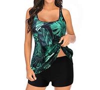 Womens Tankini Set 2 Piece Swimwear Swimming Costume Sexy Printed Tummy Control Comfortable Supportive Beachwear Swimsuit Active Ladies Swimming Tops Bottom Vintage UK