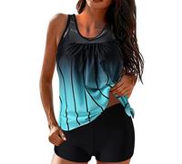 Womens Tankini Set 2 Piece Swimwear Swimming Costume Sexy Printed Tummy Control Comfortable Supportive Beachwear Swimsuit Active Ladies Swimming Tops Bottom Vintage UK