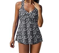 Womens Tankini Set 2 Piece Swimwear Swimming Costume Sexy Printed Tummy Control Comfortable Supportive Beachwear Swimsuit Active Ladies Swimming Tops Bottom Vintage UK