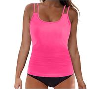 Women's Tankini Sets UK Clearance Scoop Neck Adjustable Straps High Rise Two Piece Swimsuit Swimwear Pieces for Women Bikini Set Tummy Control Bathing Suits 2PCS with Shorts