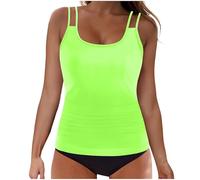 Women's Tankini Sets UK Clearance Scoop Neck Adjustable Straps High Rise Two Piece Swimsuit Swimwear Pieces for Women Bikini Set Tummy Control Bathing Suits 2PCS with Shorts