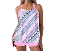 Womens Tankini Sets with Boyshort Two Piece Swimsuit for Women UK Sale Clearance Tummy Control Swimwear Bathing Suits Tankini Top with Swim Brief Swimming Costume Vintage Modest Swimwear