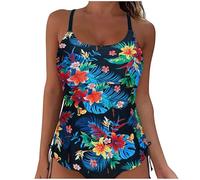 Women's Tankini Swimsuits Tummy Control Bathing Suits Two Piece Modest Swimwear with Shorts Bathing Swimming Costume Elegant Strappy Printed Tankini Swimsuit