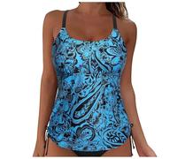 Women's Tankini Swimsuits Tummy Control Bathing Suits Two Piece Modest Swimwear with Shorts Bathing Swimming Costume Elegant Strappy Printed Tankini Swimsuit
