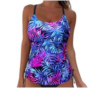 Women's Tankini Swimsuits Tummy Control Bathing Suits Two Piece Modest Swimwear with Shorts Bathing Swimming Costume Elegant Strappy Printed Tankini Swimsuit