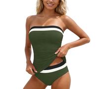 Women's Tankini Swimsuits - Tummy Control Bathing Suits Two Piece Ribbed Twist 2026 Swimwear with High Waisted Bottom Womens Beachwear Swimsuits With Shorts Victorian Bathing Suit (#0001 Army Green,L)
