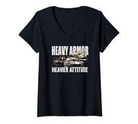 Womens Tanks Heavy Armor Heavier Attitude Military Vehicle V-Neck T-Shirt