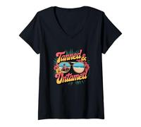 Womens Tanned And Untamed Beach Adventure V-Neck T-Shirt