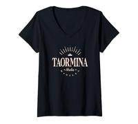 Womens Taormina Sicily Italy Modern - Taormina Italia V-Neck T-Shirt
