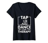 Women's Tap Dance is My Therapy Rhythm Dancer V-Neck T-Shirt
