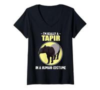 Womens Tapirs Tapir V-Neck T-Shirt