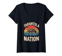 Womens Tarantula Nation Vintage Mural Art V-Neck T-Shirt