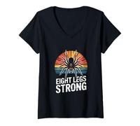 Womens Tarantula Web Vintage Eight Legs Strong V-Neck T-Shirt