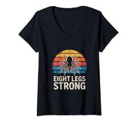 Womens Tarantula Web Vintage Eight Legs Strong V-Neck T-Shirt