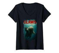 Womens Tardigrade Claws Biology Parody | Water Bear Monster Attack V-Neck T-Shirt