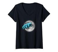 Women's Tardigrade in Space | Funny Water Bear Moon V-Neck T-Shirt