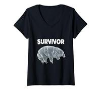Womens Tardigrade Survivor Water Bear V-Neck T-Shirt