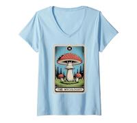 Women's Tarot Card The Mycologist Cottagecore Mushroom Lover V-Neck T-Shirt