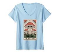 Women's Tarot Card The Mycologist Cottagecore Mushroom Lover V-Neck T-Shirt
