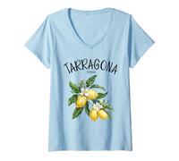 Womens Tarragona Lemon Art Spanish Fruit Lover Spain Vintage España V-Neck T-Shirt