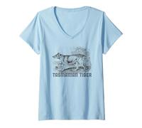Womens Tasmanian Wolf Tiger Thylacine Australian Extinction Gift V-Neck T-Shirt