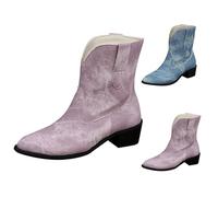 Women's Tassel Cowboy Ankle Boots Retro Western Low Heel Mid Calf Boots with Cowgirl Dress Fashion Chunky Heel Short Booties Fall Cow Boy Shoes for Jazz Dancing Party Club