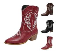 Women's Tassel Cowboy Ankle Boots Retro Western Low Heel Mid Calf Boots with Cowgirl Dress Fashion Chunky Heel Short Booties Fall Cow Boy Shoes for Jazz Dancing Party Club