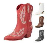 Women's Tassel Cowboy Ankle Boots Retro Western Low Heel Mid Calf Boots with Cowgirl Dress Fashion Chunky Heel Short Booties Fall Cow Boy Shoes for Jazz Dancing Party Club