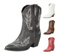 Women's Tassel Cowboy Ankle Boots Retro Western Low Heel Mid Calf Boots with Cowgirl Dress Fashion Chunky Heel Short Booties Fall Cow Boy Shoes for Jazz Dancing Party Club