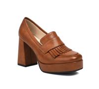 Women's Tassel Platform Block Heel Loafers Chunky High Heel Slip-on Shoes