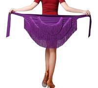 Women's Tassels Latin Dance Skirt Wrap Around Scarf Dancewear Asymmetric Modern Ballroom Cha Cha Tango Salsa, Purple, One Size