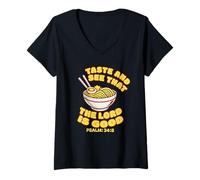 Women's Taste and See that The Lord is Good Psalm 34:8 Bible Verse V-Neck T-Shirt