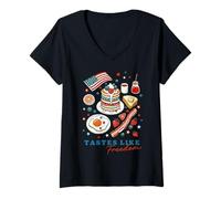 Women's Tastes Like Freedom 4th July Independence Day V-Neck T-Shirt
